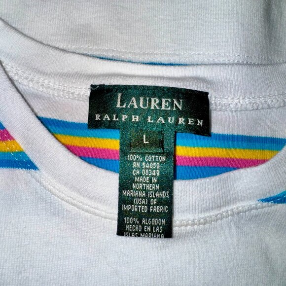Vintage Y2K Lauren Ralph Lauren Striped Cotton Tank Top — Size L - Picture 8 of 10